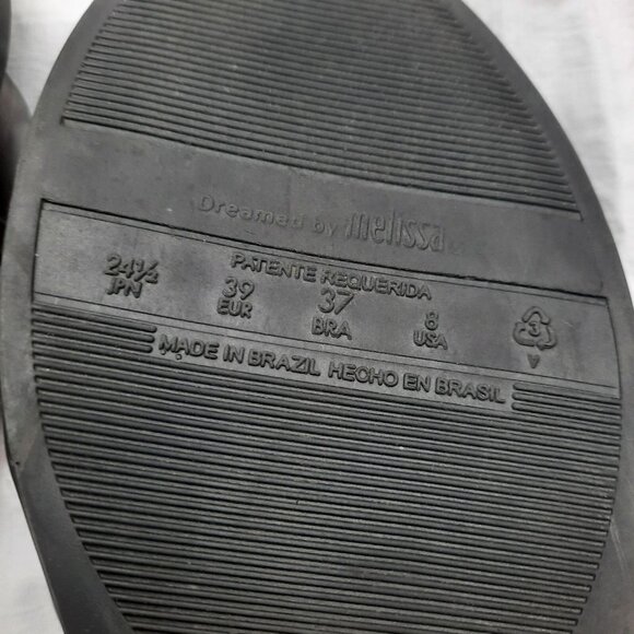 Mel By Melissa Black Jelly Sandals US 8 Ankle T Strap Flats EUR 39 - Picture 8 of 8